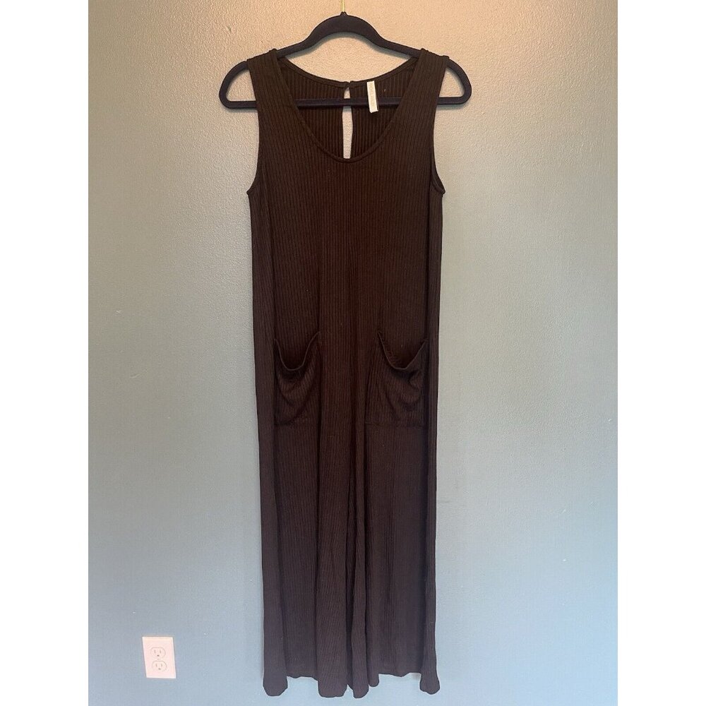 Rachel Pally Remy Rib Black Jumpsuit w/ pockets sleeveless‎ size Medium